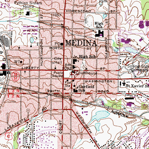 Topographic Map of Medina County Courthouse, OH