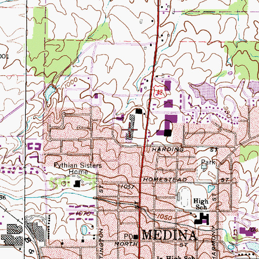 Topographic Map of Medina Shopping Center, OH