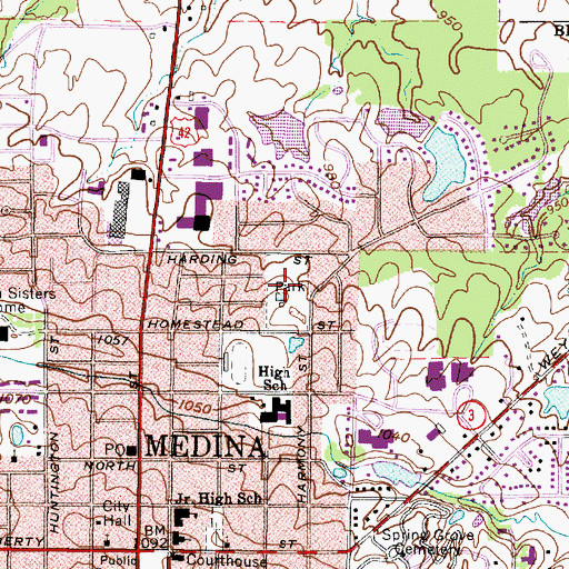 Topographic Map of Memorial Park, OH