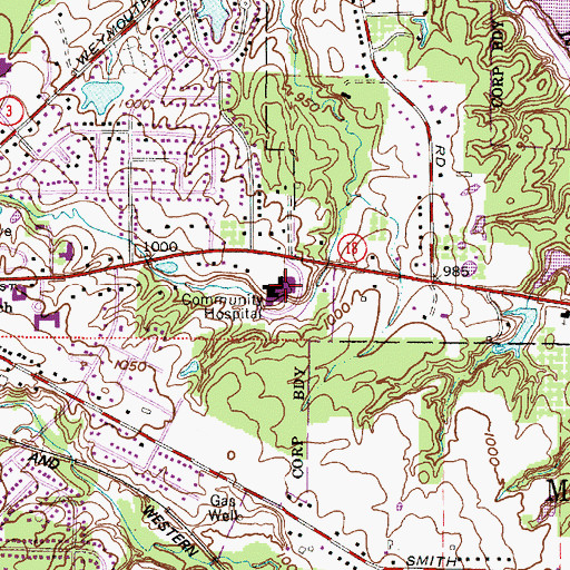 Topographic Map of Medina Hospital, OH