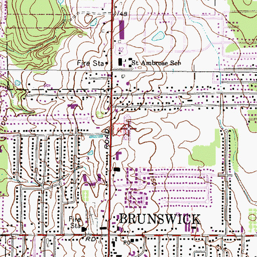 Topographic Map of Ames Plaza Shopping Center, OH