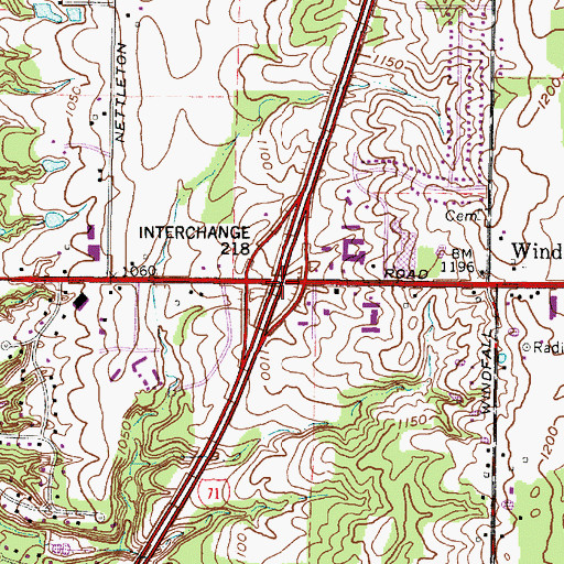 Topographic Map of Interchange 218, OH