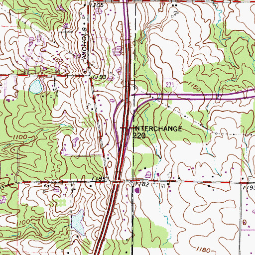 Topographic Map of Interchange 220, OH