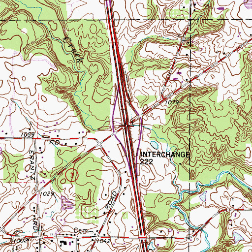 Topographic Map of Interchange 222, OH