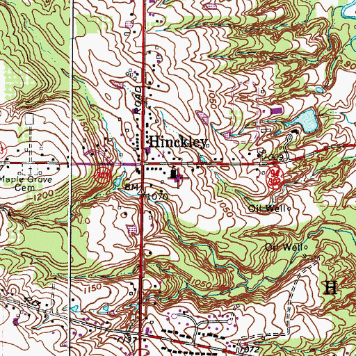 Topographic Map of Hinckley Elementary School, OH