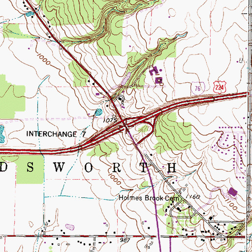 Topographic Map of Interchange 7, OH