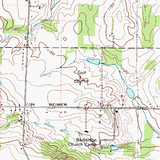 Topographic Map of Pine Valley Golf Course, OH