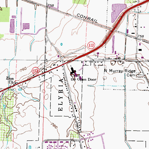 Topographic Map of Open Door Christian School, OH