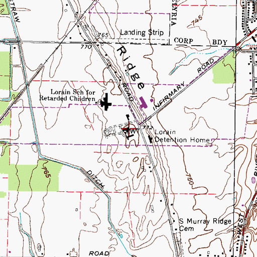 Topographic Map of Hazel Webber Home for Girls, OH