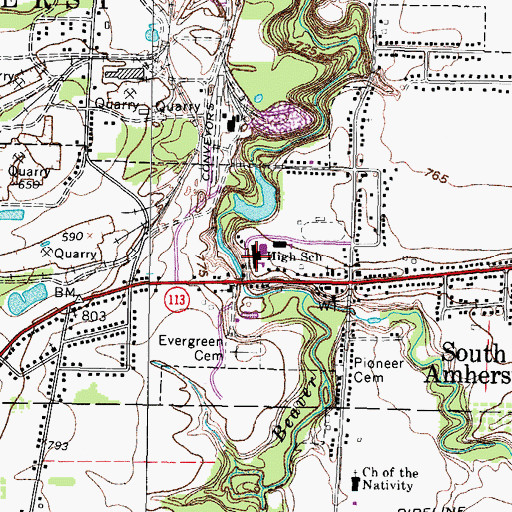 Topographic Map of South Amherst Middle School, OH