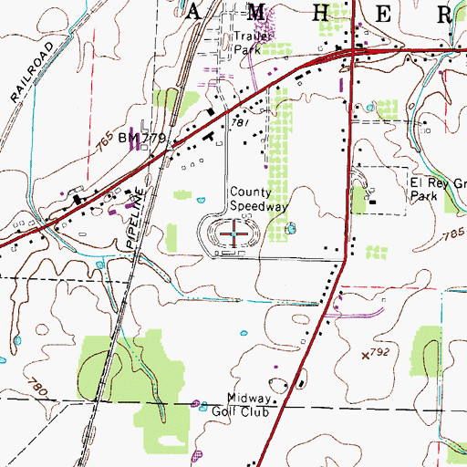 Topographic Map of Lorain County Speedway, OH