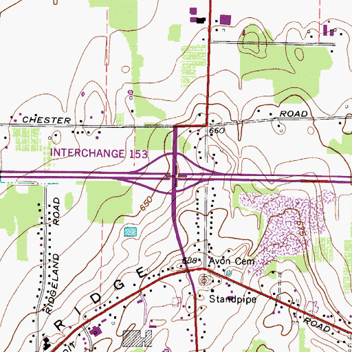 Topographic Map of Interchange 153, OH