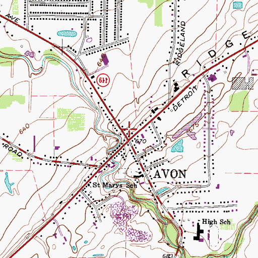Topographic Map of Avon Plaza Shopping Center, OH