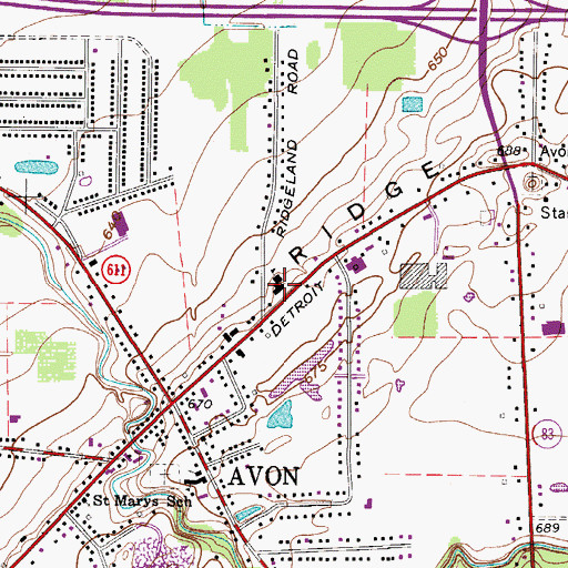 Topographic Map of Avon Elementary School, OH