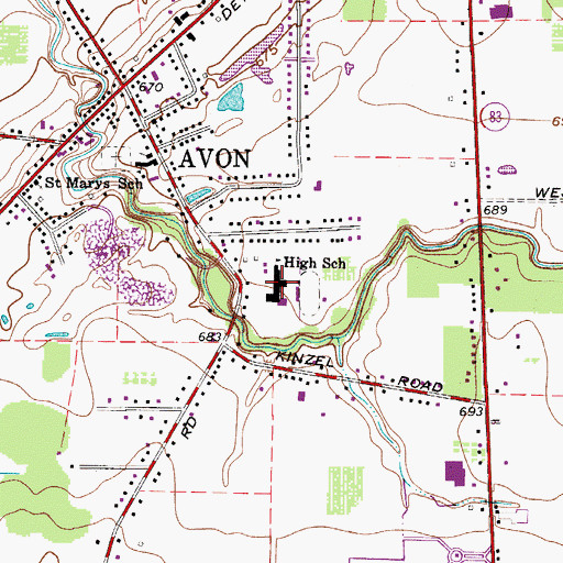 Topographic Map of Avon High School, OH