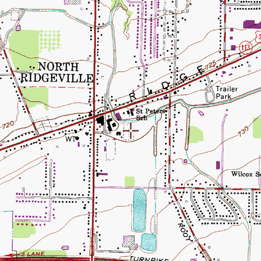 Topographic Map of Saint Peters Cemetery, OH