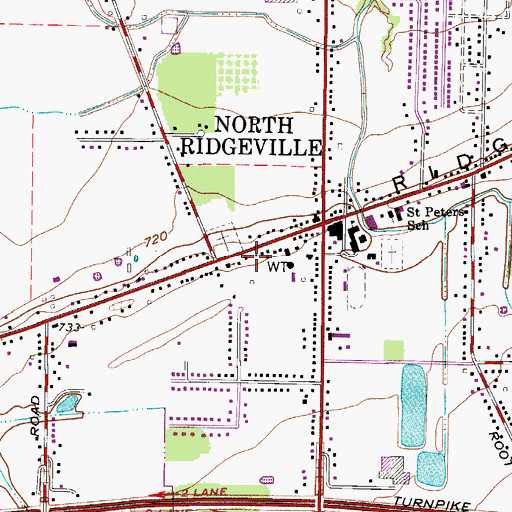 Topographic Map of North Ridgeville Branch Library, OH