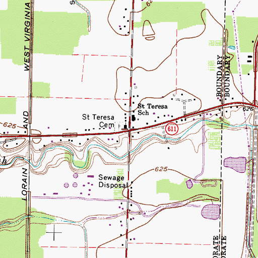 Topographic Map of Crandall, OH