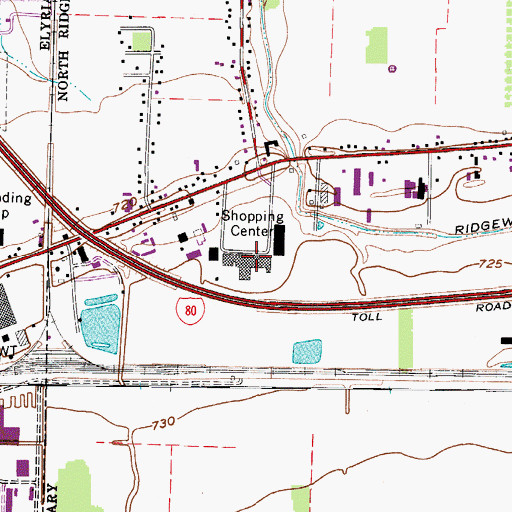 Topographic Map of Ridgeview Shopping Center, OH