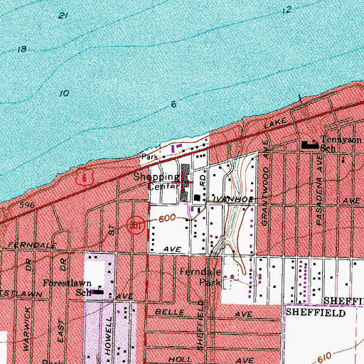 Topographic Map of Shoreway Shopping Center, OH