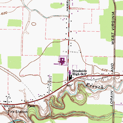 Topographic Map of Sheffield Middle School, OH