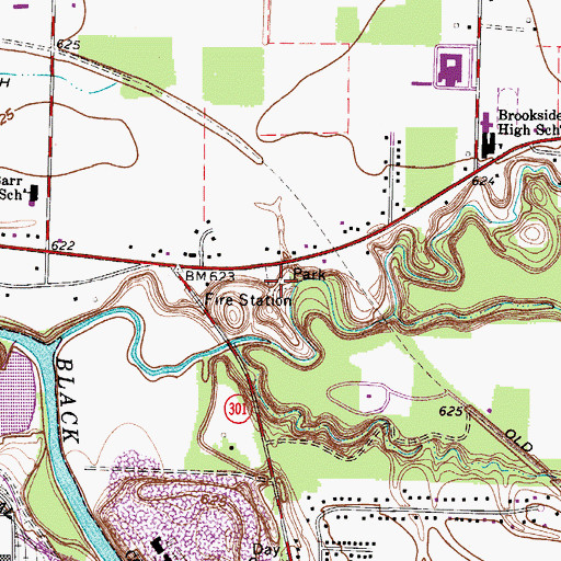 Topographic Map of James Day Park, OH