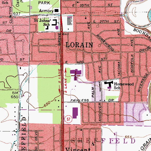 Topographic Map of Southview High School, OH