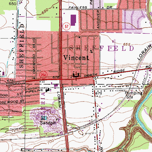 Topographic Map of Vincent Elementary School, OH
