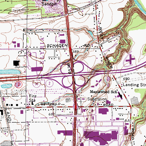 Topographic Map of Interchange 145, OH