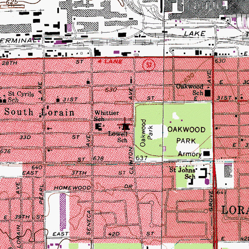 Topographic Map of Lowell Elementary School, OH