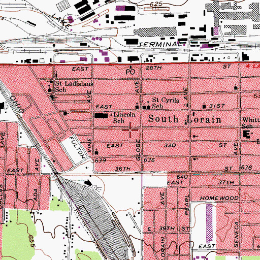 Topographic Map of Lincoln Park, OH