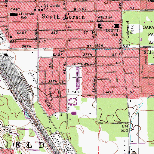 Topographic Map of Oakwood Shopping Center, OH
