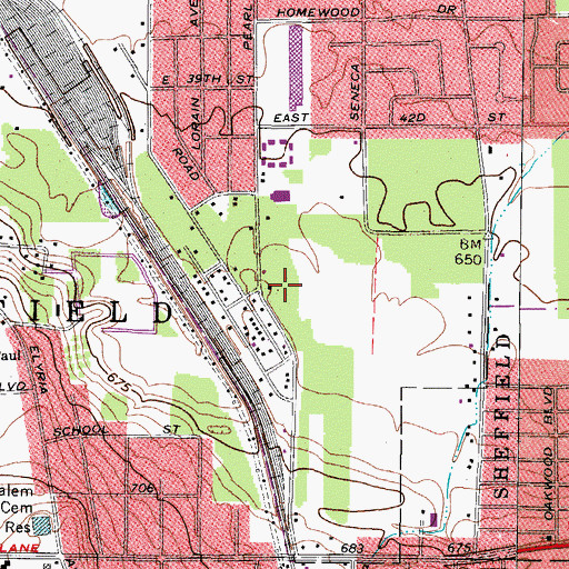 Topographic Map of Pearl Avenue Industrial Park, OH