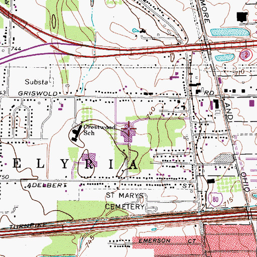 Topographic Map of Elyria West High School (historical), OH
