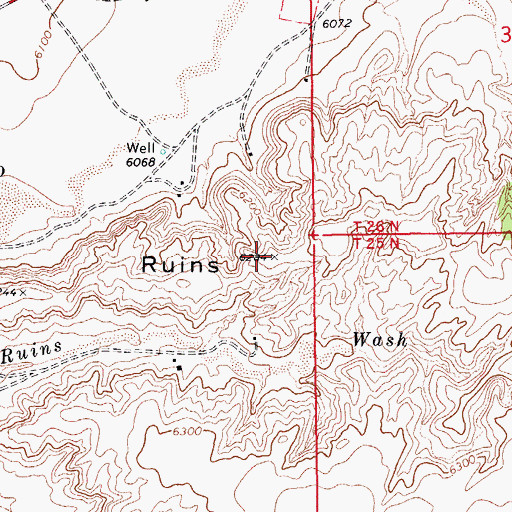 Topographic Map of Ruins Ridge, AZ