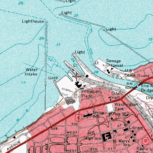 Topographic Map of Hot Waters Marina, OH