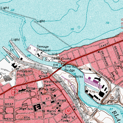Topographic Map of Lorain Yacht Club, OH