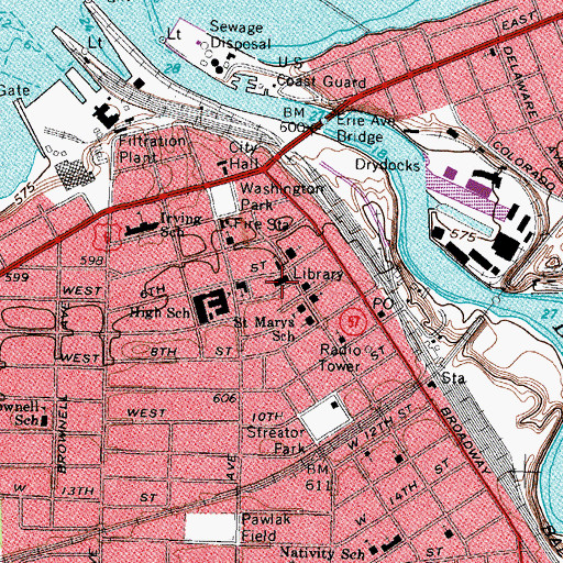 Topographic Map of Lorain Public Library, OH