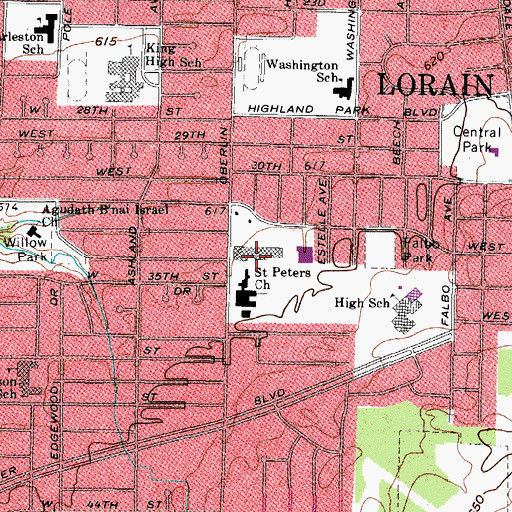 Topographic Map of Lorain Plaza Shopping Center, OH