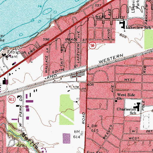 Topographic Map of Westgate Shopping Center, OH