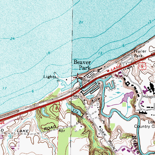 Topographic Map of Beaver Park North Marina, OH