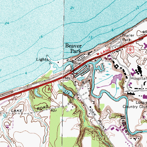 Topographic Map of Beaver Park Marina, OH
