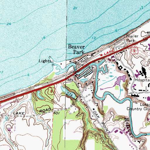 Topographic Map of Oakpoint (historical), OH