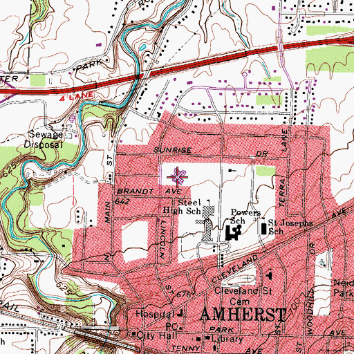 Topographic Map of Walter G Nord Junior High School, OH