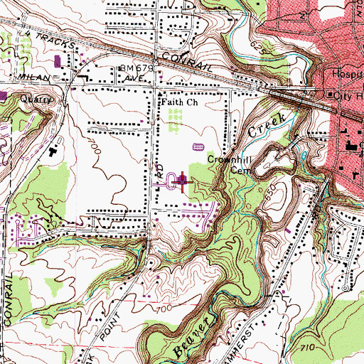 Topographic Map of Josiah Harris Elementary School, OH