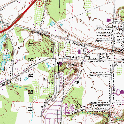 Topographic Map of Milan Avenue Shopping Center, OH