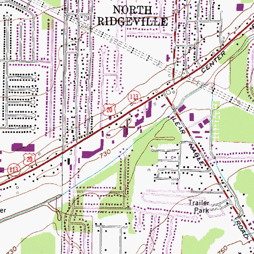 Topographic Map of Rini Plaza Shopping Center, OH