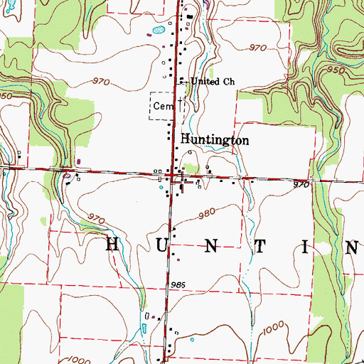 Topographic Map of Huntington Township Hall, OH