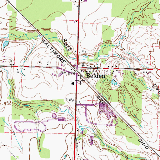 Topographic Map of Grafton Township Hall, OH