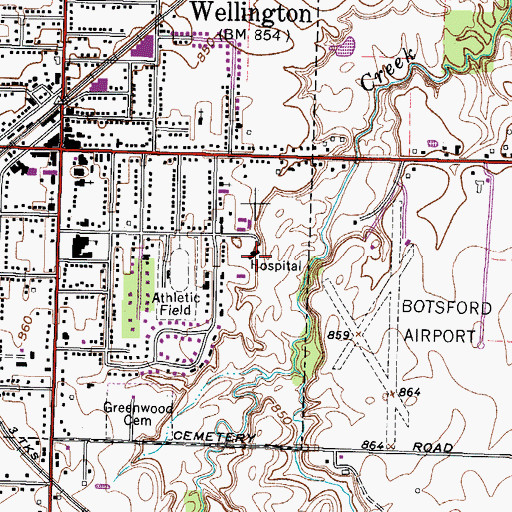 Topographic Map of Wellington Community Hospital, OH
